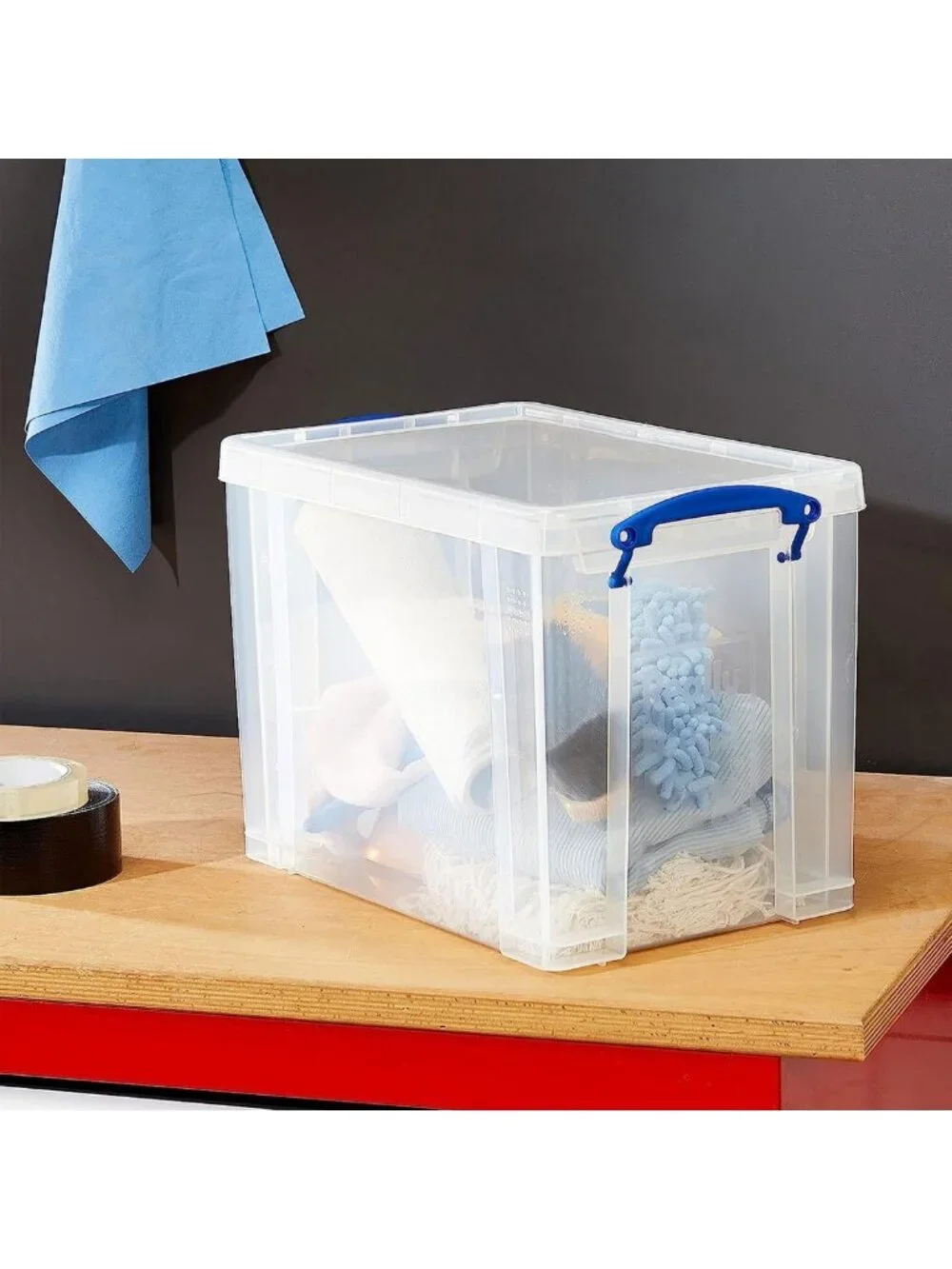 Clear Stackable Storage Bins with Snap Lid & Clip Lock Handles - 19L, 4 Pack